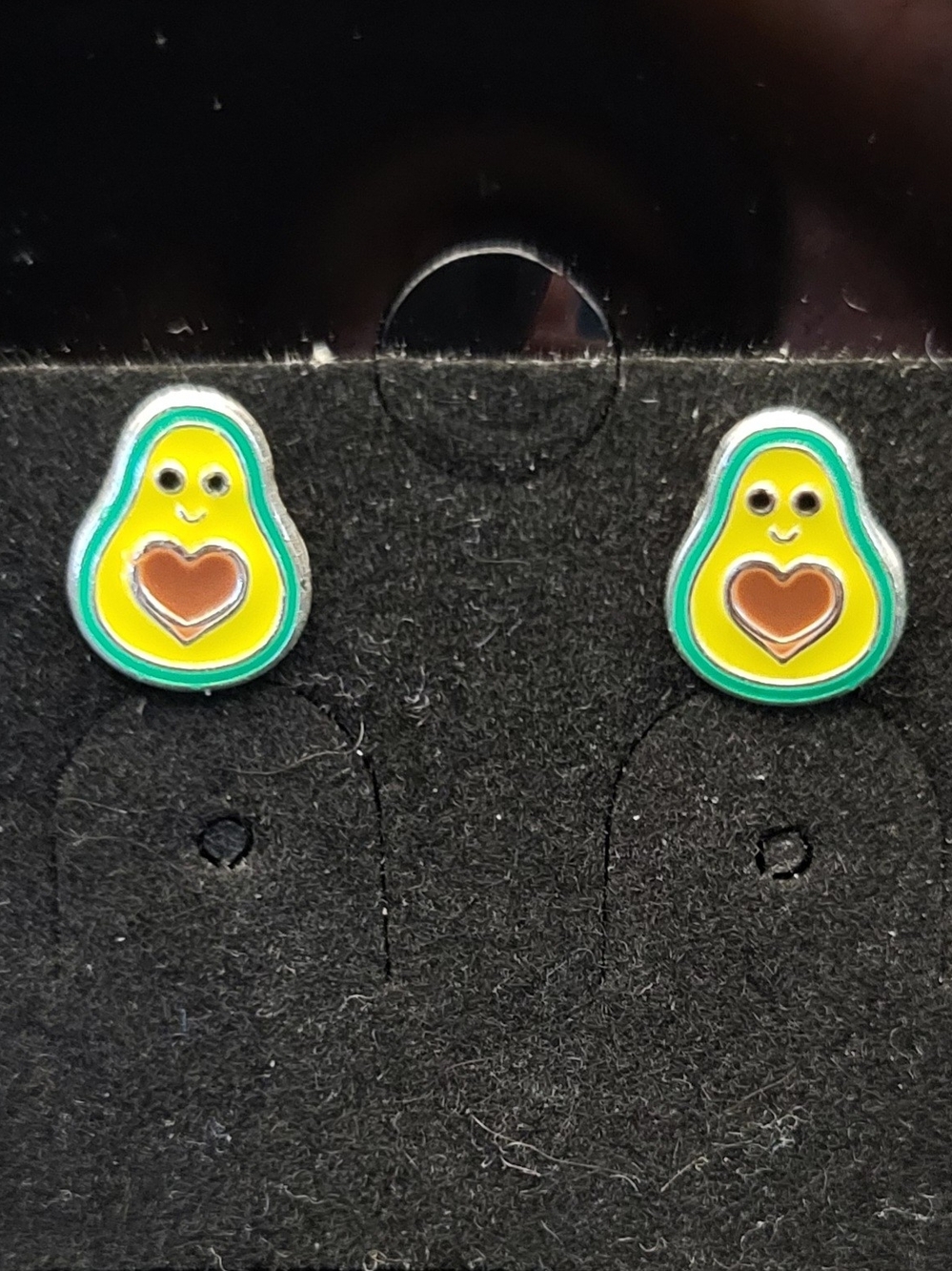 Avocado Heart Stud Earrings - Yellow & Green, 925